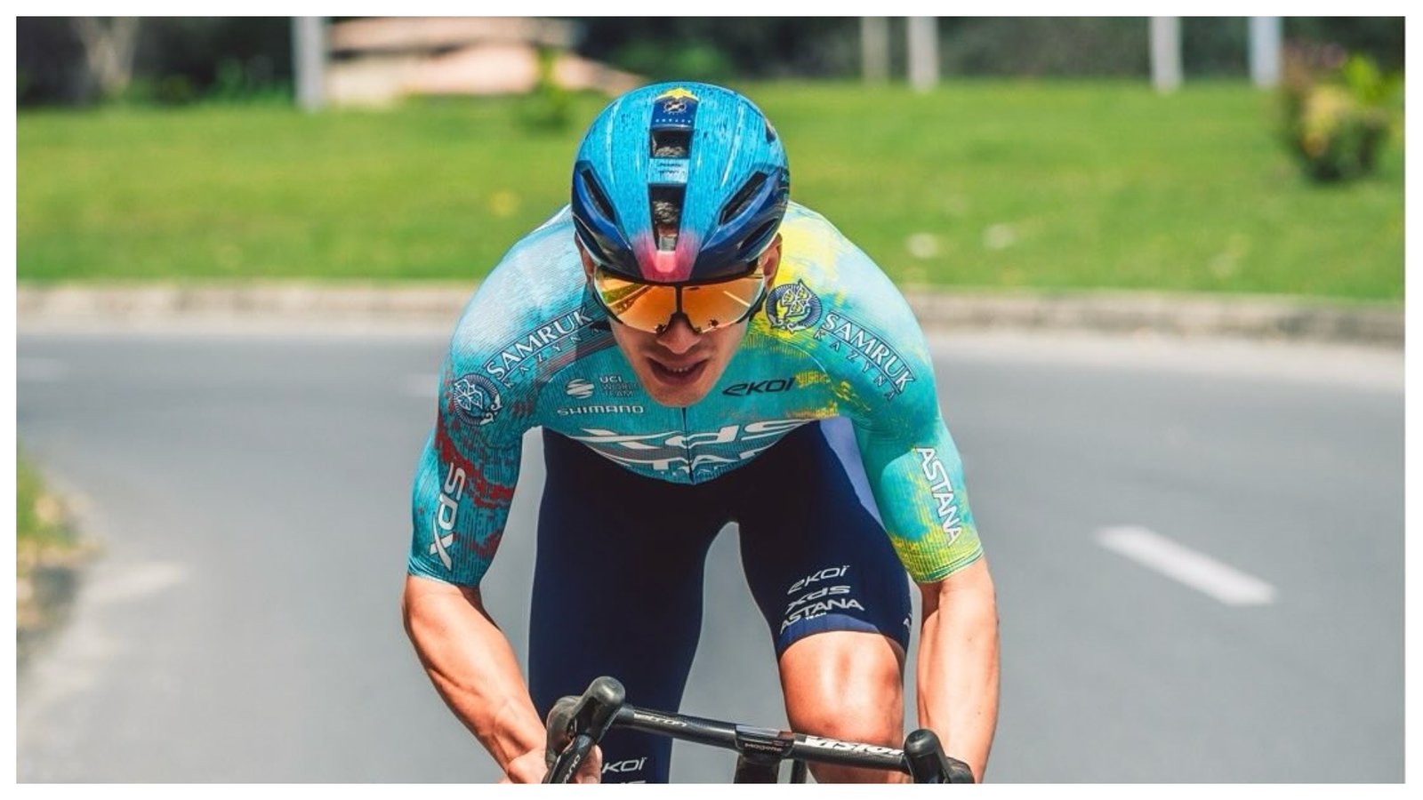 Harold Tejada en una carrera con el Astana