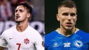Stephen Eustaquio y Ermedin Demirović jugando