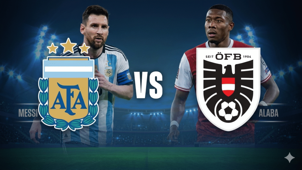 Austria y Argentina se enfrentarán por la jornada dos de la Copa del Mundo 2026. En donde ambas selecciones buscan la clasificación a los 16 avos del mundial. Fuente/Imagen: La imagen fue crea con Inteligencia Artificial (IA).