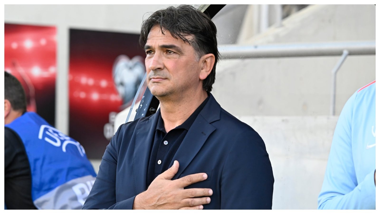 Zlatko Dalić cantando el himno de Croacia