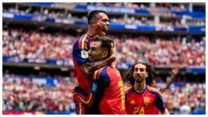 España celebra un gol en el Mundial