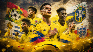 Luego de superar como líder su grupo, Colombia se alista para la fase de mata-mata en el Mundial 2026. | Foto creada con IA