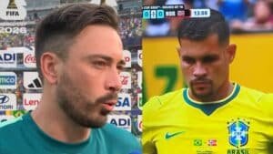 Por decisión técnica, el mediocampista Bruno Guimaraes fue el pateador del penal que cambió la suerte de Brasil ante Noruega en la eliminatoria de octavos de final. | Foto: Redes sociales.