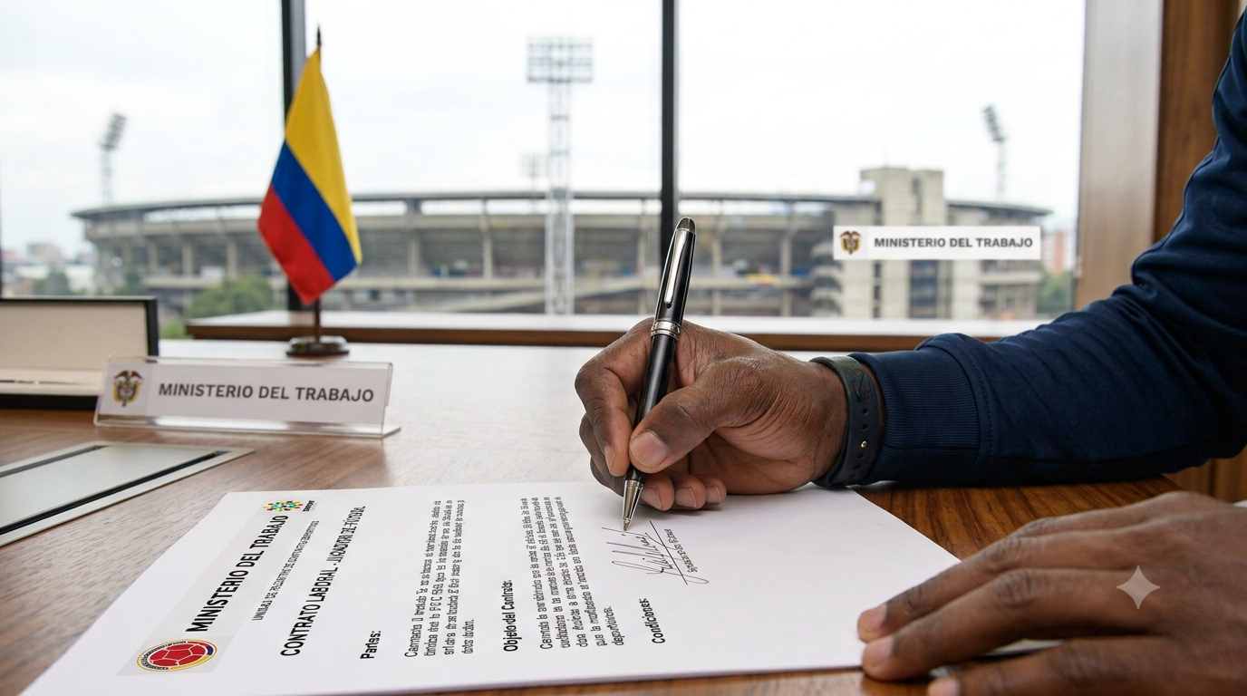 Futbolista firmando contrato