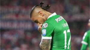 Atlético Nacional aún no ha confirmado el alcance de la lesión de Cristiano "Chicho" Arango. El jugador salió reemplazado en el minuto 14. | Foto: @nacionaloficial en X