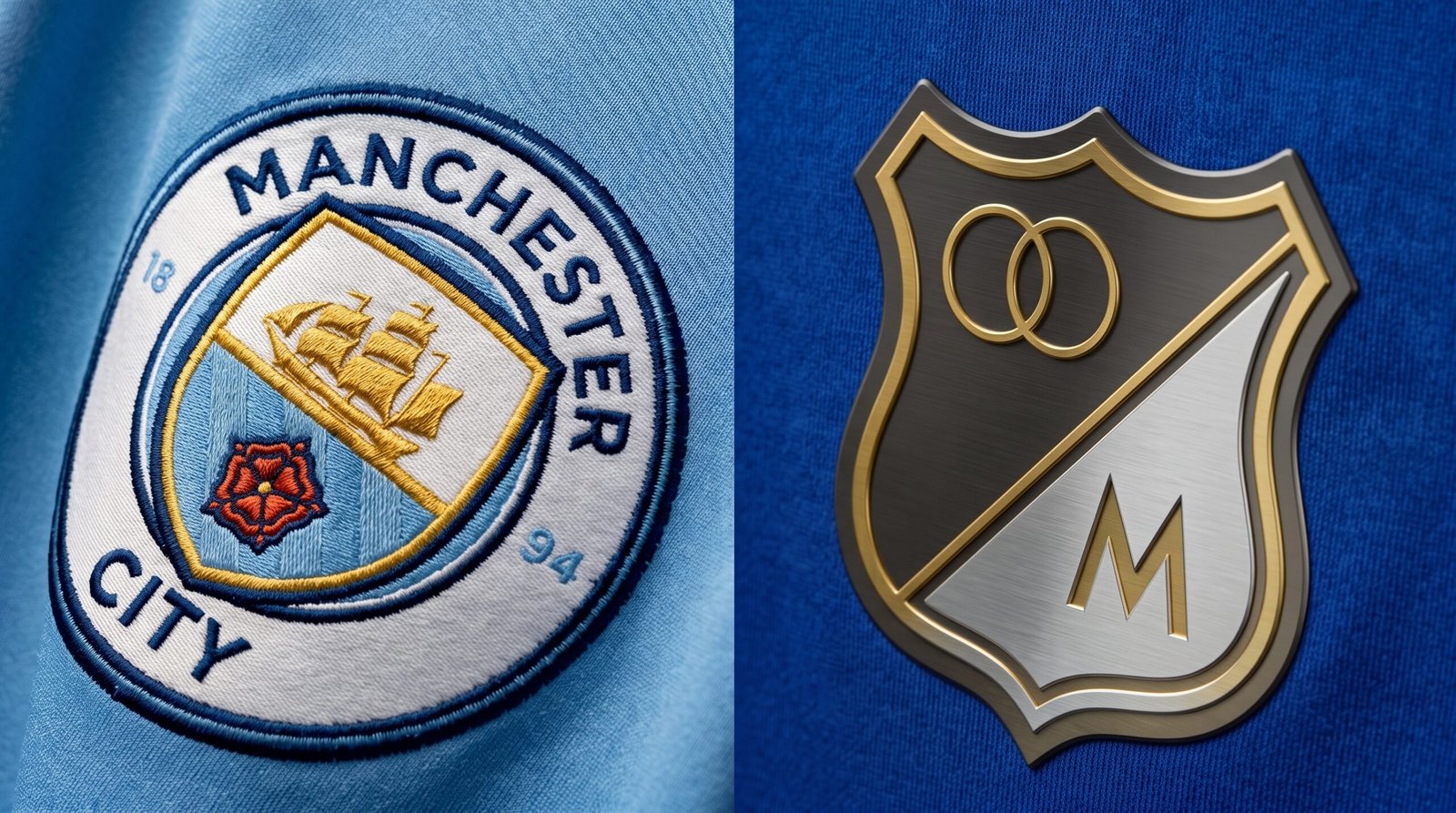 Escudos Manchester City y Millonarios FC