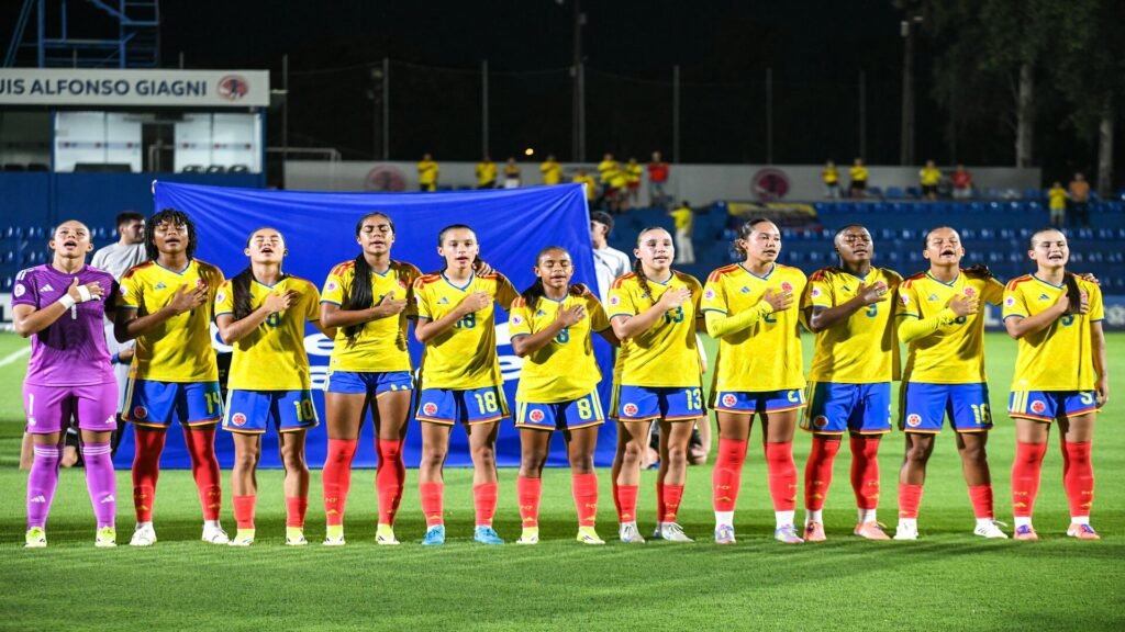 La selección Colombia ante Portugal por la segunda fecha del Mundial Femenino Sub-20. Fuente/Imagen: Federación Colombiana de Fútbol.