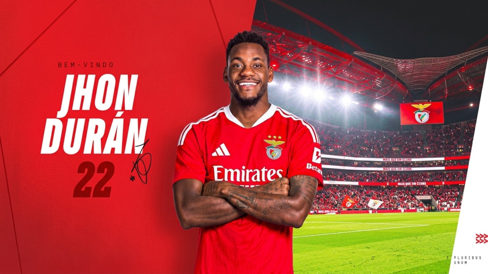 Jhon Durán celebra su presente goleador con el Benfica mientras mira de reojo su regreso a la Selección Colombia. Fuente/Imagen: @slbenfica y @jaderduran9