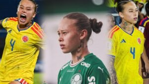 Ana María Guzmán se perderá la Copa Libertadores Femenina con Palmeiras debido a la rotura del ligamento cruzado anterior de su rodilla derecha. Fuente/Imagen: @FCFSeleccionCol y @Palmeiras_FEM.